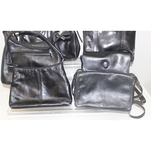 204 - Qty of black leather ladies' handbags, to incl a new in dust-bag Radley example, Jane Shilton etc