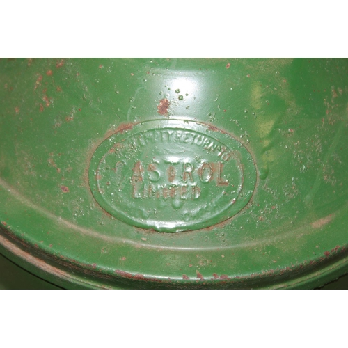 235 - A vintage green painted Castrol fuel or oil can formed into a table lamp, approx 86cm tall inc frame