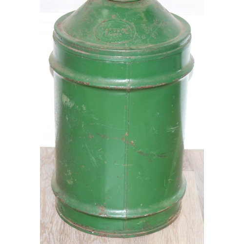 235 - A vintage green painted Castrol fuel or oil can formed into a table lamp, approx 86cm tall inc frame