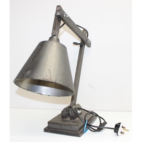 236 - An unusual scratch built industrial Anglepoise style desk lamp made from metal, approx 56cm tall in ... 