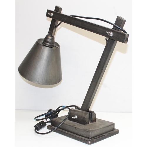 236 - An unusual scratch built industrial Anglepoise style desk lamp made from metal, approx 56cm tall in ... 