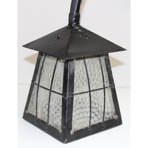 238 - 2 vintage Peter Marsh style outdoor lanterns with black painted metal bodies and glass panels