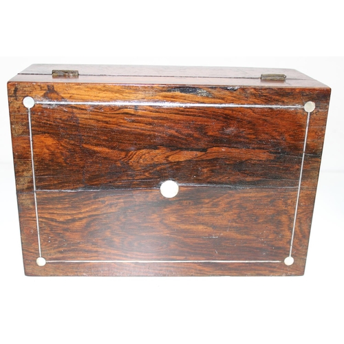 278 - 3 assorted antique jewellery or sewing boxes, 2 rosewood and one German bandware, the largest approx... 