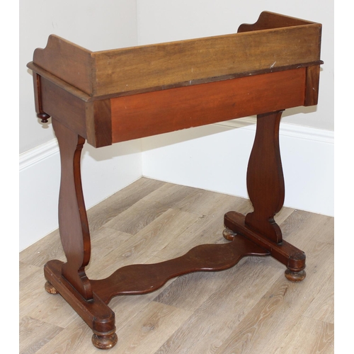 79 - A 19th century mahogany clerks' desk or wash stand with single drawer and brass ring handles, approx... 