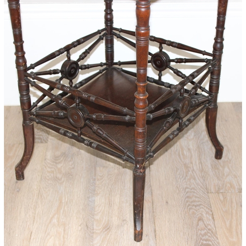 86 - An Edwardian Sheraton revival side table with unusual decorative base in the Aesthetic taste, approx... 