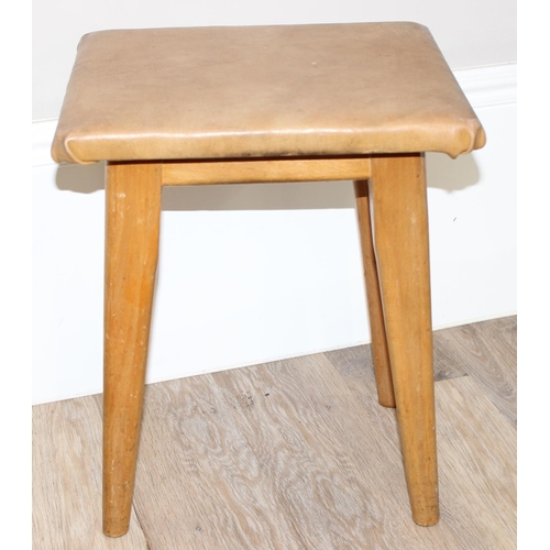 87 - 4 assorted stools to inc a pair of mid-century and a smaller milking stool with quarter sawn elm top... 