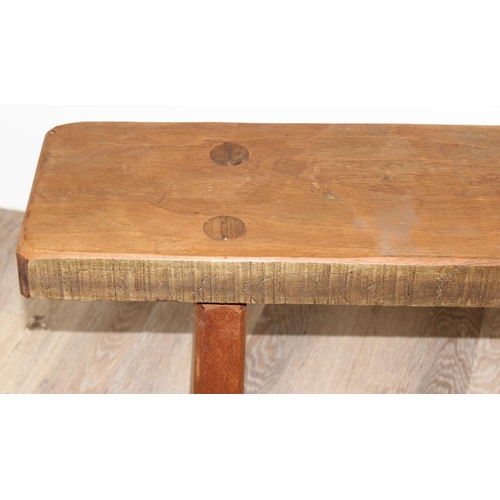 88 - A rustic hardwood bench, approx 141cm wide x 24cm deep x 46cm tall