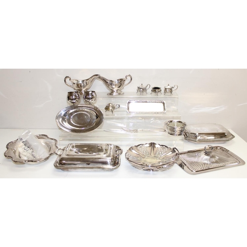 1041 - Qty of assorted vintage silver plated items to inc entree dishes, sauce boats, goblets, cutlery etc,... 