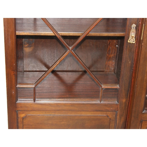 110 - A Chippendale style 5 door mahogany breakfront bookcase with astral glazed doors, approx 275cm wide ... 