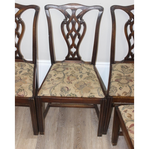 114 - A set of 8 (6 + 2 carvers) 19th century Chippendale style dining chairs with carved slat backs and l... 