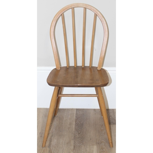 123 - 2 vintage Ercol chairs, a stacking chair and a hoop back chair, the largest approx 86cm tall, both w... 