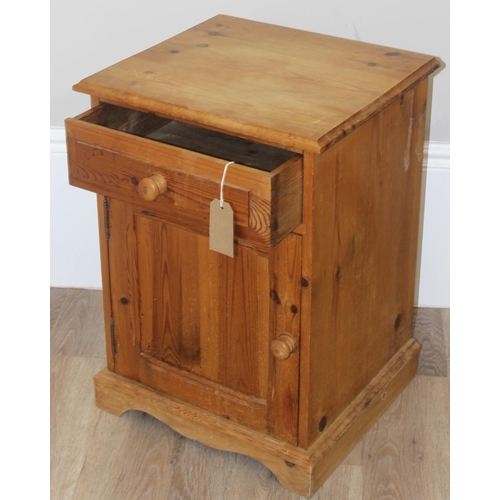 126 - 2 pine bedside cabinets, the larger approx 44cm wide x 40cm deep x 62cm tall