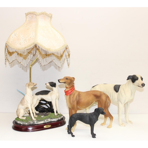 2338 - 3 Greyhound figures to include Leonardo collection and a table lamp by The Julianna collection appro... 