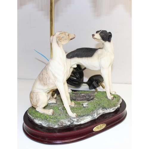 2338 - 3 Greyhound figures to include Leonardo collection and a table lamp by The Julianna collection appro... 