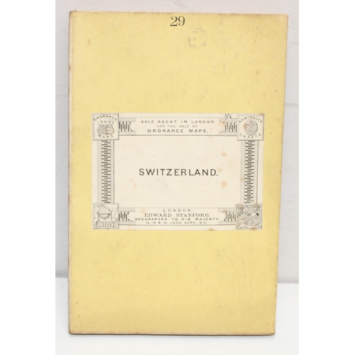 538 - Edward Stanford (1827-1904) a rare folding cloth backed map of Switzerland 