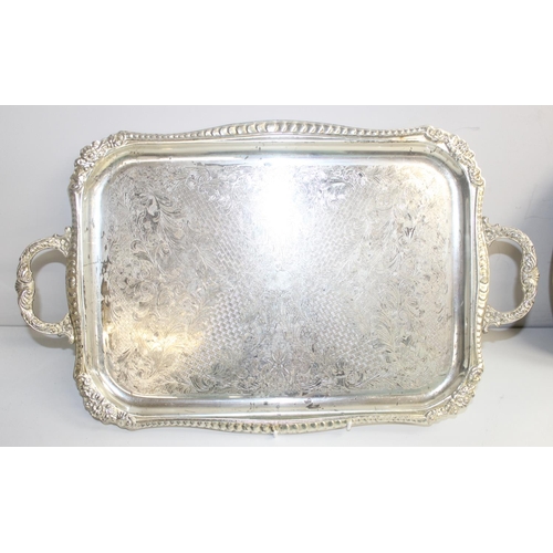 1051 - Qty of assorted vintage and later silver plated trays etc, approx 8.9kg gross