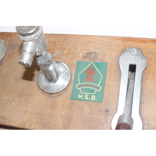 143 - A vintage pub beer or real ale pump mechanism, 3 handles with chrome fittings, plaques for Gales Ale... 