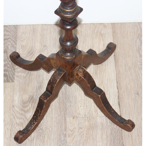 148 - An antique side table or jardiniere stand with barley twist support, approx 32cm in diameter x 73cm ... 