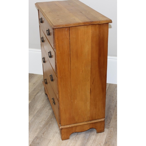 152 - An early 20th century pine or satinwood 4 drawer chest of drawers with black painted Art Nouveau han... 