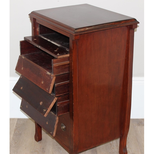 154 - An antique mahogany 5 drawer chest of drawers with drop down fronts, likely a music cabinet, approx ... 