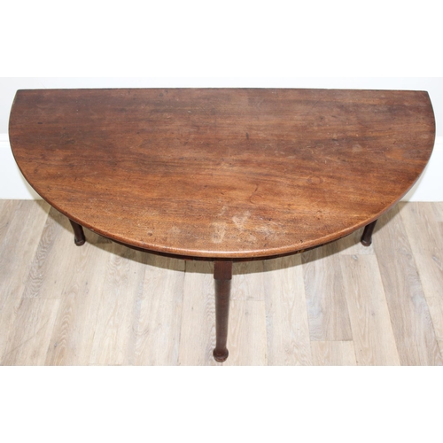 159 - 2 demi-lune tables, one 19th century and the other a mid-century example, the largest approx 130cm w... 