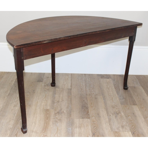 159 - 2 demi-lune tables, one 19th century and the other a mid-century example, the largest approx 130cm w... 