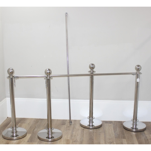 160 - 2 chromed metal crowd control barriers, approx 220cm wide x 36cm deep x 100cm tall fully erected