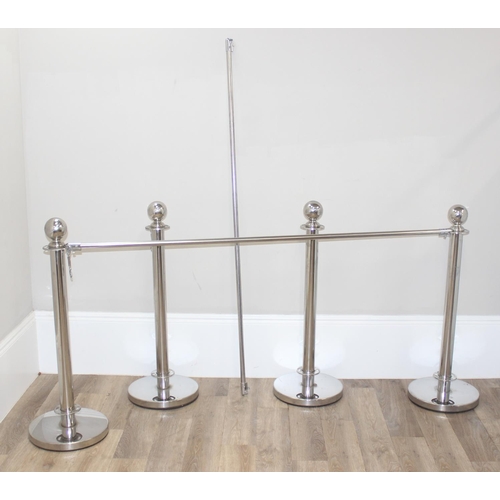 160 - 2 chromed metal crowd control barriers, approx 220cm wide x 36cm deep x 100cm tall fully erected