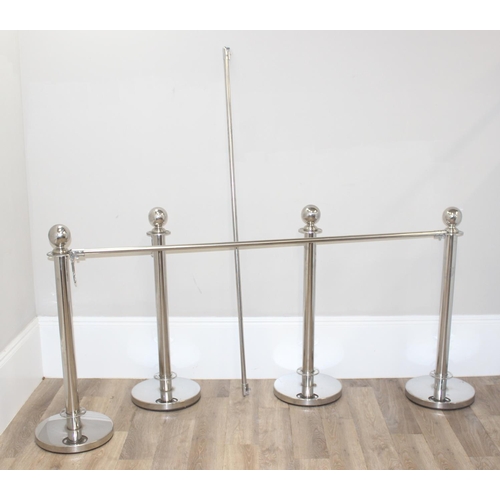 160 - 2 chromed metal crowd control barriers, approx 220cm wide x 36cm deep x 100cm tall fully erected