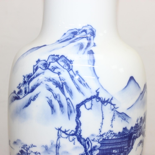 254 - A large Chinese blue and white decorated table lamp, approx 58cm tall