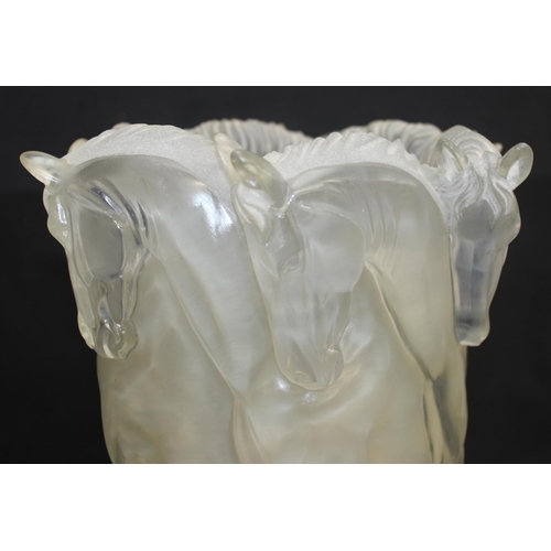 258 - A Lalique style frosted Perspex table lamp formed as a number of horses, approx 31cm tall