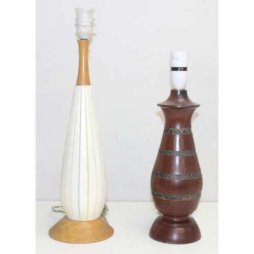 259 - 4 retro style lamps and a retro West German pottery vase 268-40, approx 41cm tall