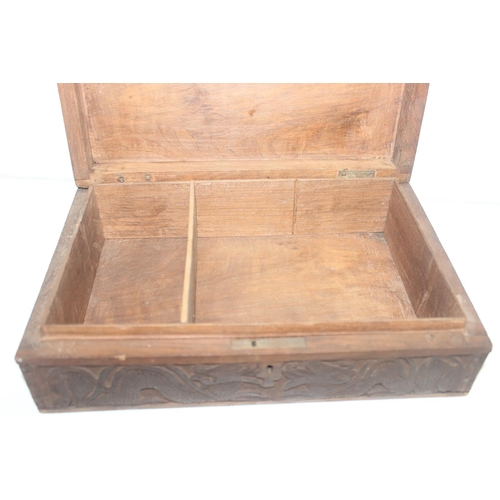 284 - 2 highly decorative Anglo-Indian carved hardwood boxes, largest approx 30cm W x 20cm D x 13cm H