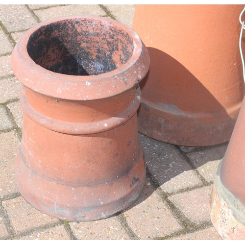 306 - 3 small vintage terracotta chimney pots, ideal garden planters, each approx 46cm tall