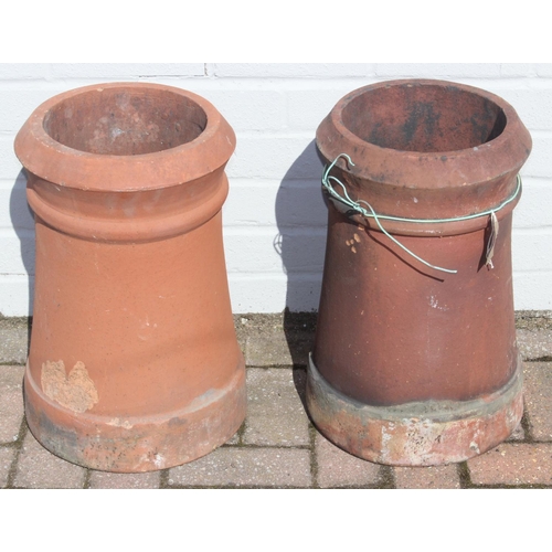 306 - 3 small vintage terracotta chimney pots, ideal garden planters, each approx 46cm tall