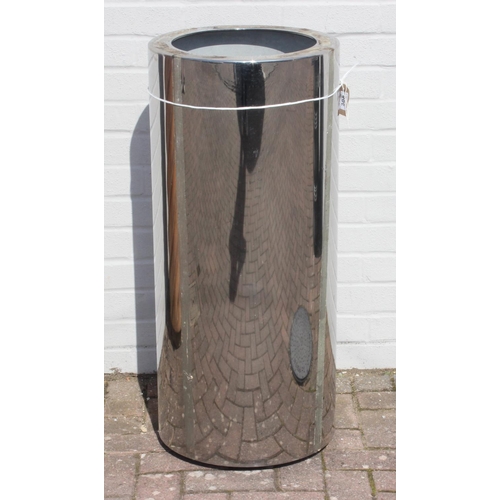 308 - A polished stainless steel effect garden planter of tall cylindrical form, approx 40cm in diameter x... 