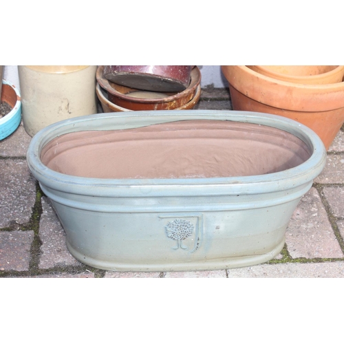 313 - Qty of assorted mixed glazed and unglazed garden and other pots to inc terracotta etc, the large ter... 