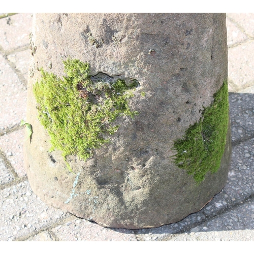 320 - 2 antique carved stone bollards or staddle stone bases, each carved with the letter P, possibly for ... 