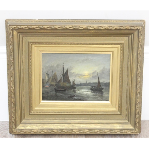 352 - Attributed to James Collinson (1825-1881), an antique oil on canvas depicting a harbour scene at nig... 