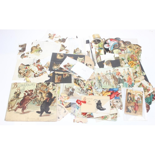 557 - A large qty of assorted Victorian scrapbook or decoupage cut outs, mainly of cats and animals