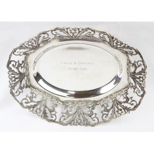 1003 - A vintage Italian 925 pierced silver dish, marked and XRF confirmed, approx 22cm wide, approx 311.01... 