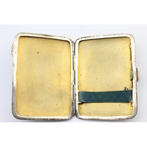 1012 - A small Art Deco period cigarette case with engine turned decoration, Birmingham 1927 by Deakin & Fr... 