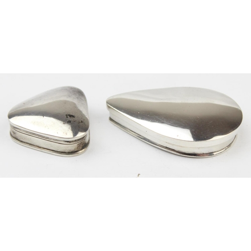 1028 - 2 vintage silver pill boxes, one teardrop shaped with Islamic marks, the other triangular marked 925... 