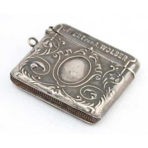 1057 - A rare Continental silver Statue of Liberty design advertising Vesta case, inscribed 