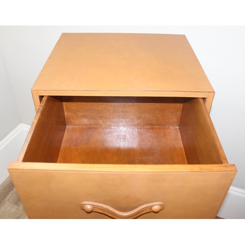 180 - A modern brown tan leather effect 5 drawer chest of drawers, believed to be by Lombok furniture, app... 