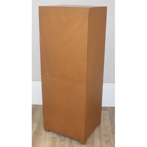 180 - A modern brown tan leather effect 5 drawer chest of drawers, believed to be by Lombok furniture, app... 