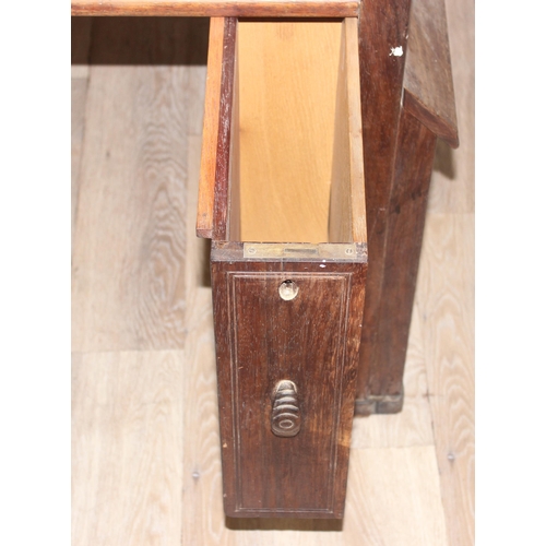 181 - A very unusual vintage hardwood desk believed to be made from reclaimed timbers with oak lined drawe... 