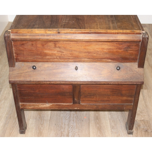 181 - A very unusual vintage hardwood desk believed to be made from reclaimed timbers with oak lined drawe... 