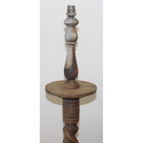 261 - Large oak barley twist standard lamp approx 160cm tall