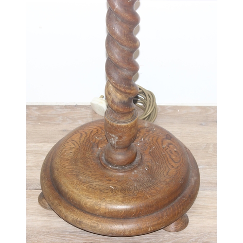 261 - Large oak barley twist standard lamp approx 160cm tall